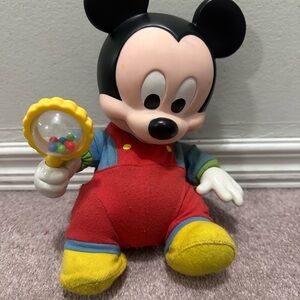 Disney Mickey Mouse Plush Toy with Rattle - Red and Yellow